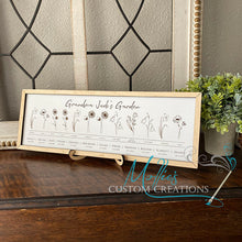 Load image into Gallery viewer, Grandkids Name and Birthdate Sign | Birth Flower Family Sign, personalized, 6-20 names | Grandma's Garden, grandchildren | Mom's Garden
