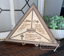 Load image into Gallery viewer, Unity Puzzle for Wedding Ceremony | Personalized | Triangle with 2 Hearts and Cross