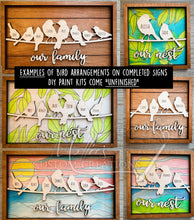 Load image into Gallery viewer, Bird Family Sign DIY Paint Kit, Personalized with Names | Custom Gift | Our Family | Our Nest | Birds on a Wire