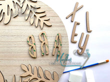 Load image into Gallery viewer, Dinosaur Name Sign | DIY Paint Kit | Round Door Hanger | Kid's Bedroom Nursery Décor, Personalized