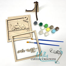 Load image into Gallery viewer, Bird Family Sign DIY Paint Kit, Personalized with Names | Custom Gift | Our Family | Our Nest | Birds on a Wire