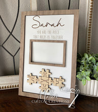 Load image into Gallery viewer, Mom Puzzle Piece Sign | Personalized Mother's Day Gift | You are the Piece | Family Photo Frame