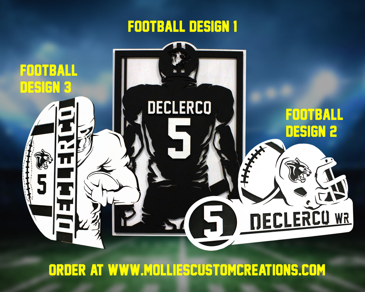 Custom Football Player Sign, Personalized Plaque, Sports Photo Frame
