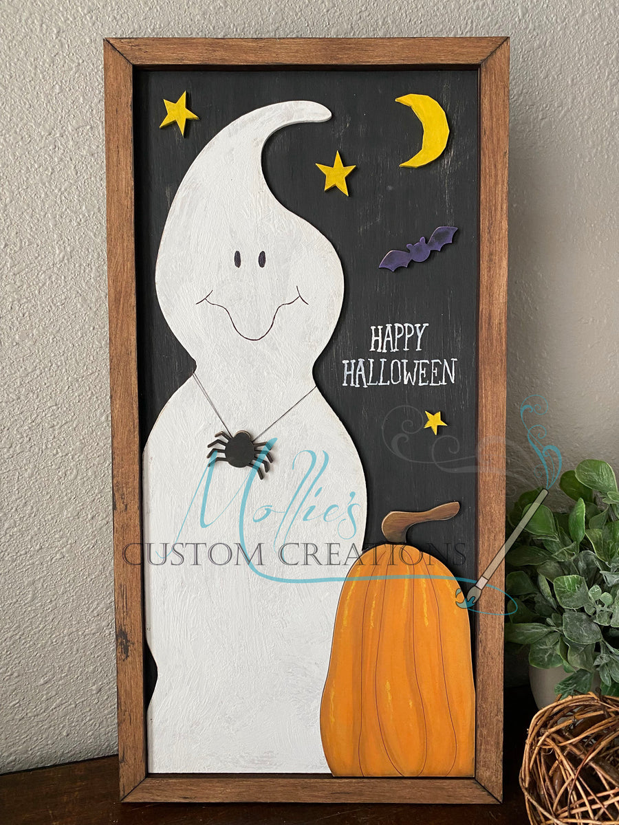 Happy Halloween Ghost Round Sign DIY Paint Kit - Beal Creations
