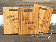 Load image into Gallery viewer, Custom Handwritten Recipe Cutting Board | Engraved Family Recipe | Personalized Gift