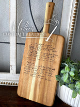 Load image into Gallery viewer, Custom Handwritten Recipe Cutting Board | Engraved Family Recipe | Personalized Gift