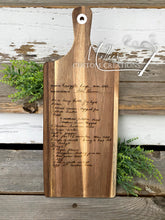 Load image into Gallery viewer, Custom Handwritten Recipe Cutting Board | Engraved Family Recipe | Personalized Gift