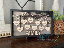 Load image into Gallery viewer, Hanging Hearts Family Tree Sign | Mother's Day Sign | Grandparent's Day Gift | Layered Family Sign