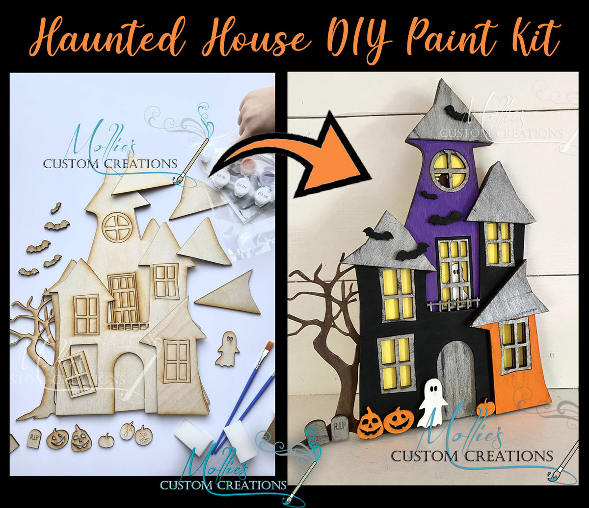 Kids Halloween craft, DIY Wooden Halloween Paint Kit, Halloween Paint Kit,  DIY kids Crafts, Unfinished Wood, Painting Kit, DIY Craft