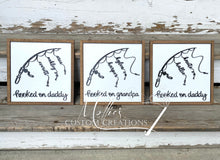 Load image into Gallery viewer, Hooked on Daddy, Grandpa Personalized Sign | Father's Day Gift | Grandparent's Day Gift | Fishing theme | Gift for Him | Pop Pop, Papa