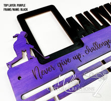 Load image into Gallery viewer, Medal Display Holder with Photo Frame, Personalized with Name and sports figures | Sports Medal Display