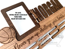 Load image into Gallery viewer, Medal Display Holder with Photo Frame, Personalized with Name and sports figures | Sports Medal Display