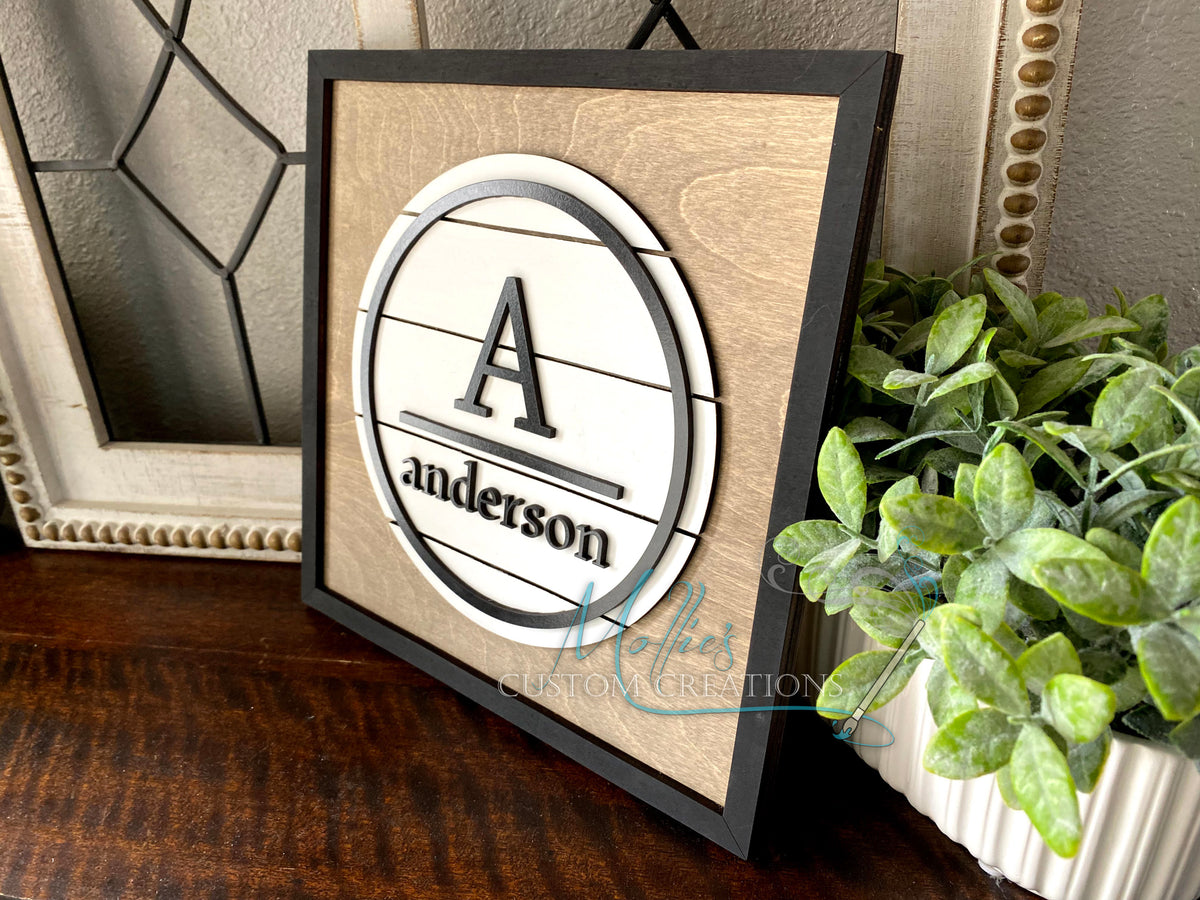 Popular Framed Name Sign - Personalized Family Sign - Wood Framed Farmhouse Style Sign in Custom Colors - 9.5X23.5