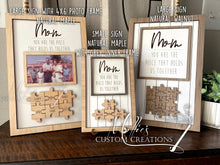 Load image into Gallery viewer, Mom Puzzle Piece Sign | Personalized Mother's Day Gift | You are the Piece | Family Photo Frame