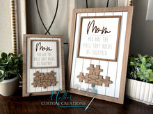 Load image into Gallery viewer, Mom Puzzle Piece Sign | Personalized Mother's Day Gift | You are the Piece | Family Photo Frame