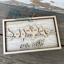 Load image into Gallery viewer, Bird Family Sign DIY Paint Kit, Personalized with Names | Custom Gift | Our Family | Our Nest | Birds on a Wire