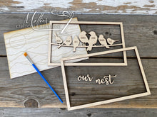 Load image into Gallery viewer, Bird Family Sign DIY Paint Kit, Personalized with Names | Custom Gift | Our Family | Our Nest | Birds on a Wire