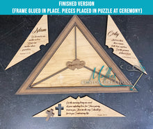 Load image into Gallery viewer, Unity Puzzle for Wedding Ceremony | Personalized | Triangle with 2 Hearts and Cross