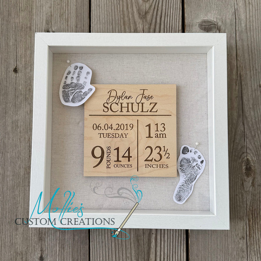 Baby Announcement Shadow Box Frame | Personalized Nursery Décor | Newborn Gift