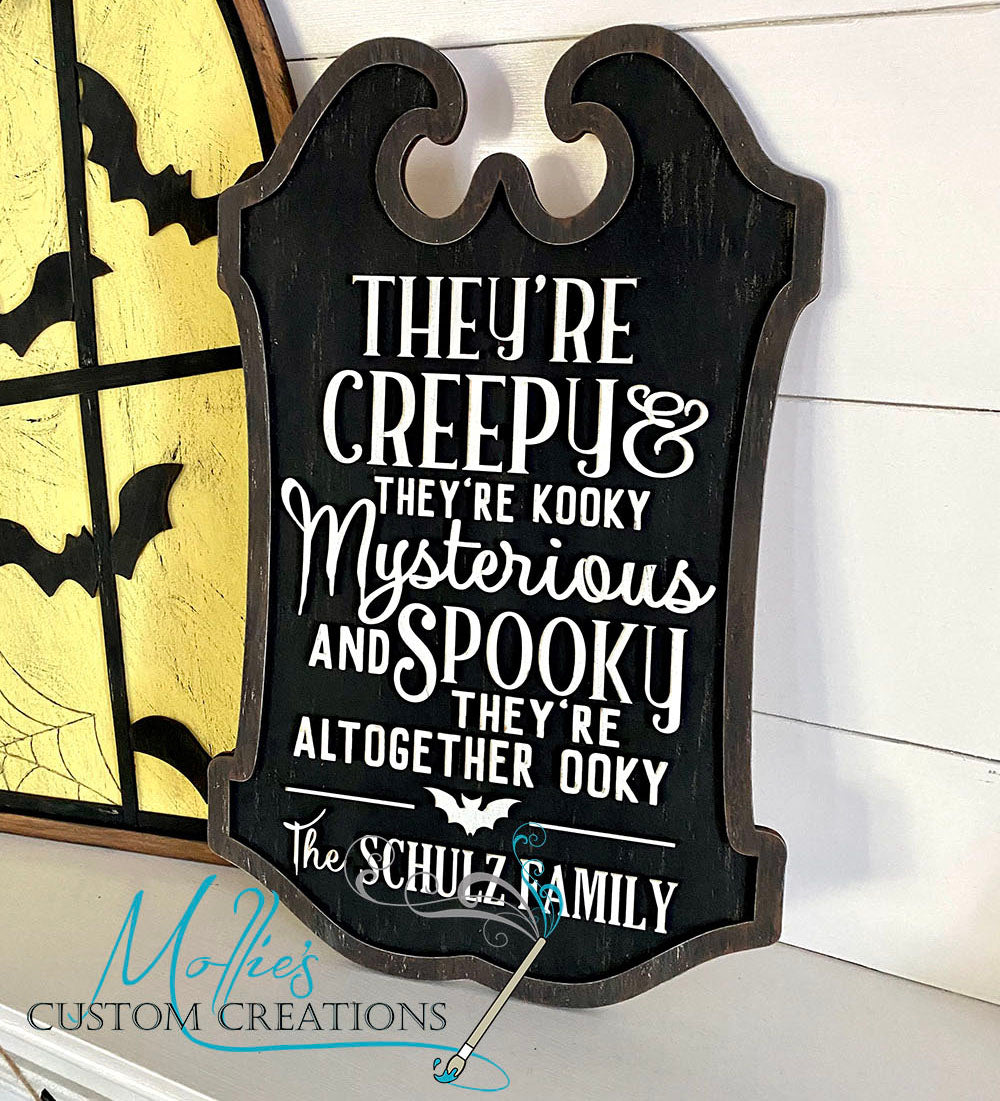 They're Creepy and Kooky Personalized Family Sign DIY PAINT KIT | Halloween Decoration | DIY Wood Craft Kit | Art Project
