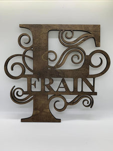 Split Letter Wood Family Name Monogram | Shelf Sitter | Wreath Embellishment