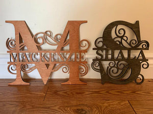 Split Letter Wood Family Name Monogram | Shelf Sitter | Wreath Embellishment