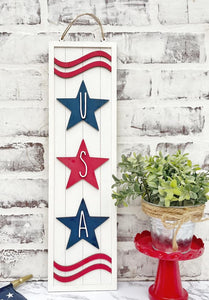 USA Patriotic Décor and DIY Paint Kit | Kids Craft Kit | 4th of July | Americana | Vertical Sign