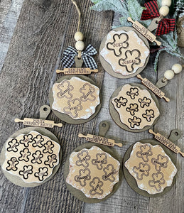 Gingerbread Cookie Dough Family Christmas Ornament, Personalized with Names on Cutting Board with Custom Rolling Pin | 1-10 names