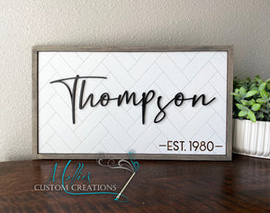 Last Name & Est. Date Sign | Family Name With Wedding Established Date