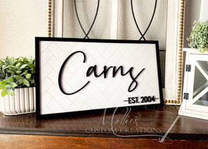 Last Name & Est. Date Sign | Family Name With Wedding Established Date