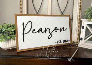 Last Name & Est. Date Sign | Family Name With Wedding Established Date