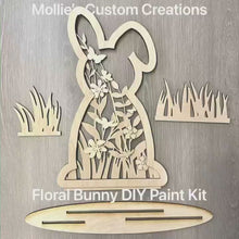 Load and play video in Gallery viewer, Floral Bunny DIY Paint Kit | Spring Décor | Easter Décor | Large Display | Art Project
