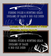 Load image into Gallery viewer, Fishing Poles &amp; Hunting Gear Nursery Sign | Bedroom Décor | Custom Wood Sign | New Baby Gift | Deer
