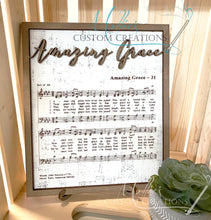 Load image into Gallery viewer, Amazing Grace Music Sheet Sign Décor | Laser Engraved Hymn Sheet
