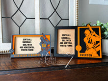 Load image into Gallery viewer, Custom Baseball / Softball Player Sign, Personalized Plaque, Sports Photo Frame
