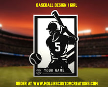 Load image into Gallery viewer, Custom Baseball / Softball Player Sign, Personalized Plaque, Sports Photo Frame
