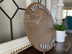 Best Dad Ever Hands Down DIY Hand print Sign | Father's Day Wooden Plaque | Gift for Him | Grandparents Day