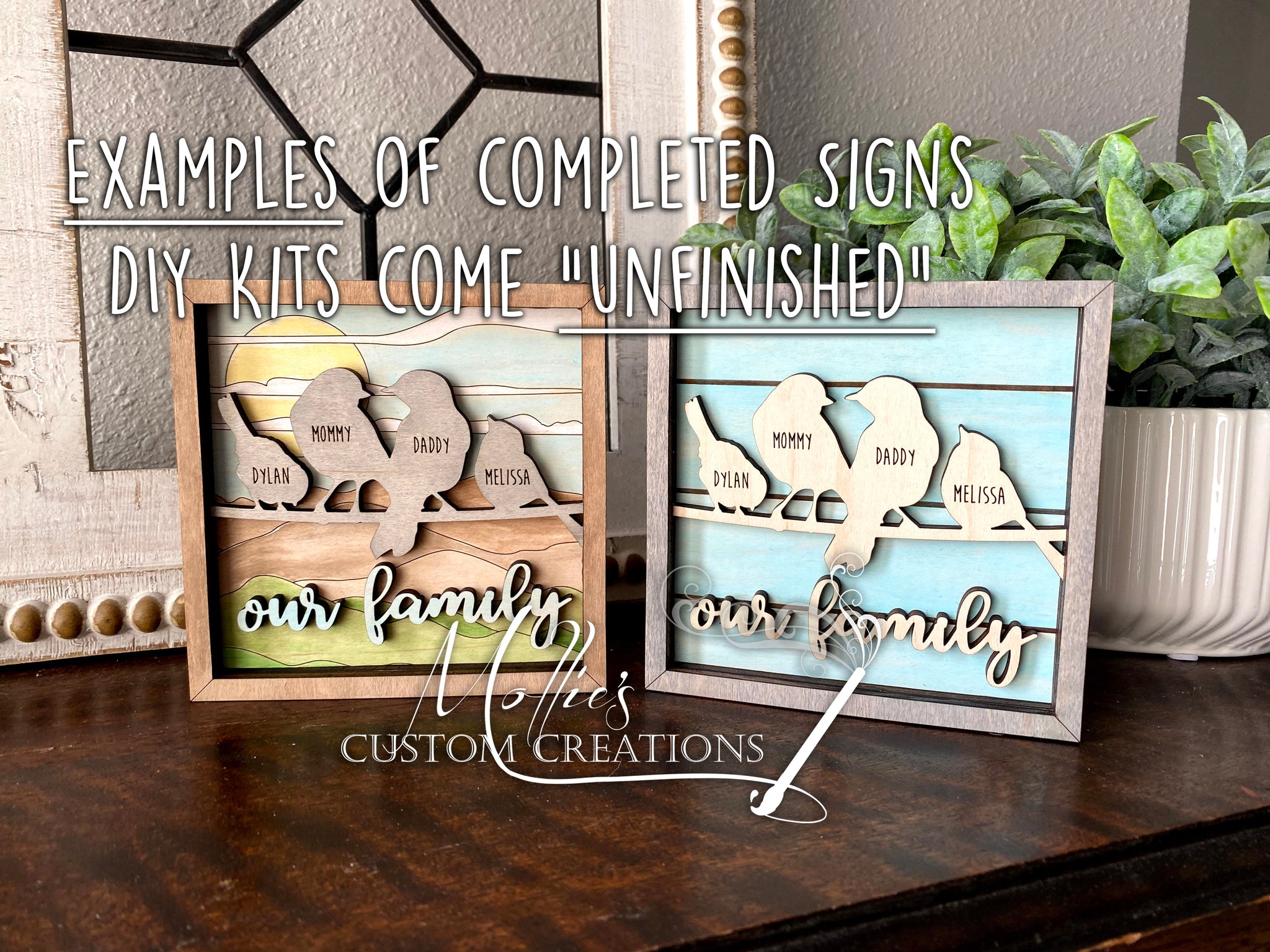 Bird Family Sign DIY Paint Kit, Personalized with Names