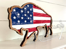 Load image into Gallery viewer, Bison Patriotic Décor | DIY Paint Kit | Kids Craft Kit | Americana Buffalo | 4th of July | American Flag
