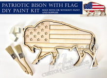 Load image into Gallery viewer, Bison Patriotic Décor | DIY Paint Kit | Kids Craft Kit | Americana Buffalo | 4th of July | American Flag
