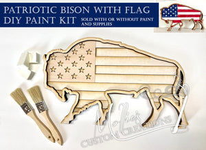 Bison Patriotic Décor | DIY Paint Kit | Kids Craft Kit | Americana Buffalo | 4th of July | American Flag