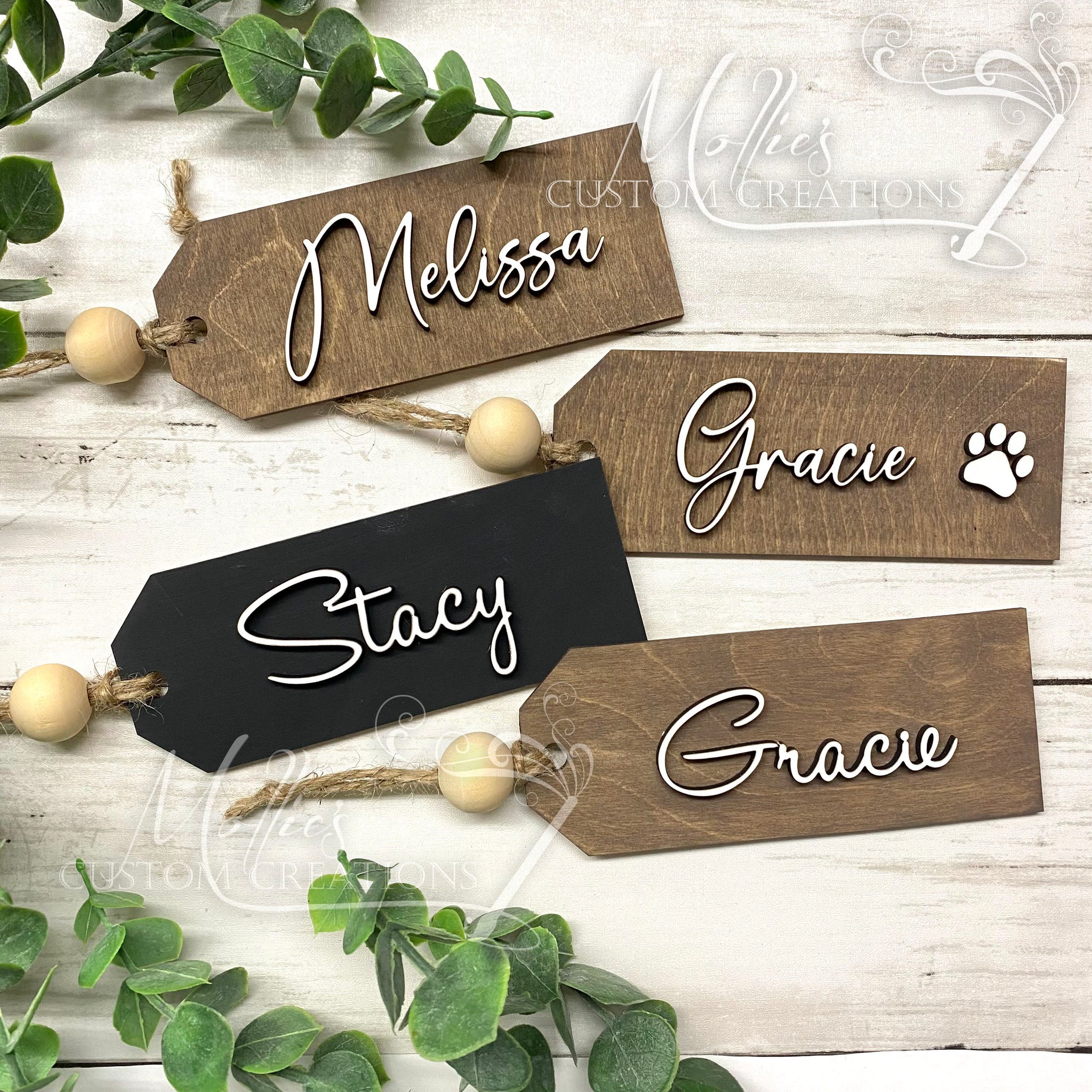 Stocking Name Tags, Personalized, Custom Wood Christmas Gift Tags