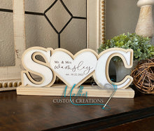 Load image into Gallery viewer, Couples Initials with Heart, Personalized Wedding Gift | Custom Home Décor | Wooden Letters
