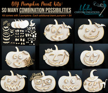 Load image into Gallery viewer, Jack-O-Lantern Pumpkin DIY PAINT KIT | Halloween Décor | DIY Craft Kit | Art Project | Wood Sign
