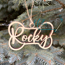 Load image into Gallery viewer, Pet Christmas Ornaments, Personalized with Name | Dog, Cat, Paw | Laser Cut Wood
