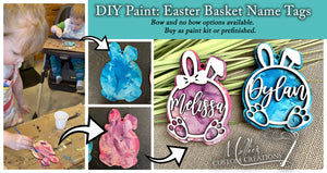 Floppy Ear Easter Basket Name Tags Personalized | Prefinished or DIY Paint Kit options | Bunny Tags