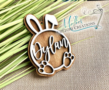 Load image into Gallery viewer, Floppy Ear Easter Basket Name Tags Personalized | Prefinished or DIY Paint Kit options | Bunny Tags
