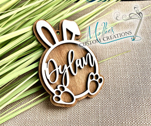 Floppy Ear Easter Basket Name Tags Personalized | Prefinished or DIY Paint Kit options | Bunny Tags