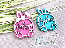 Load image into Gallery viewer, Floppy Ear Easter Basket Name Tags Personalized | Prefinished or DIY Paint Kit options | Bunny Tags
