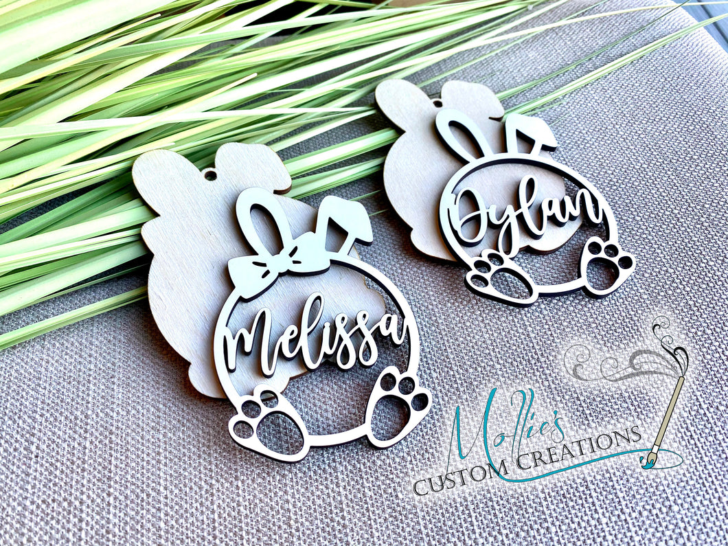 Floppy Ear Easter Basket Name Tags Personalized | Prefinished or DIY Paint Kit options | Bunny Tags